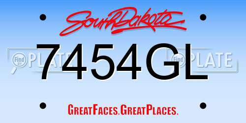 7454GL South Dakota License Plate