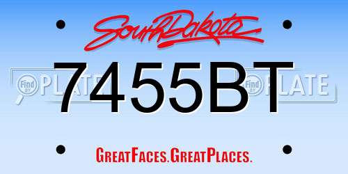 7455BT South Dakota License Plate