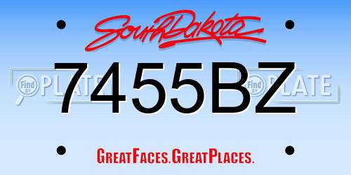 7455BZ South Dakota License Plate