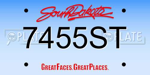 7455ST South Dakota License Plate