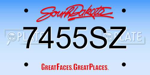 7455SZ South Dakota License Plate