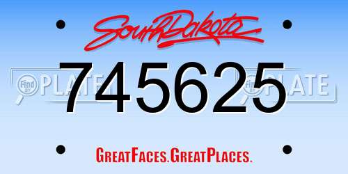 745625 South Dakota License Plate