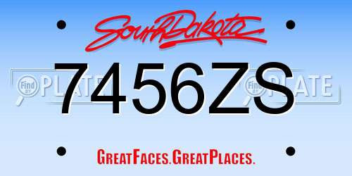 7456ZS South Dakota License Plate