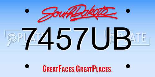 7457UB South Dakota License Plate