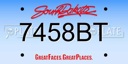 7458BT South Dakota License Plate