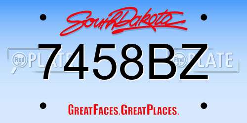 7458BZ South Dakota License Plate