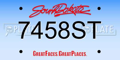 7458ST South Dakota License Plate