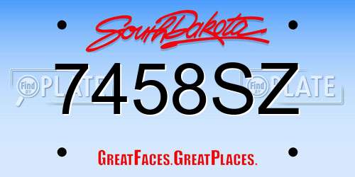 7458SZ South Dakota License Plate
