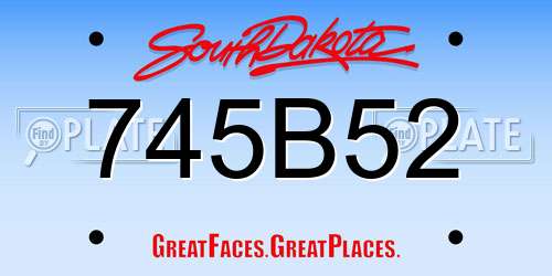 745B52 South Dakota License Plate