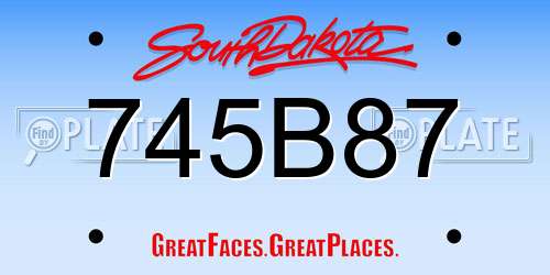 745B87 South Dakota License Plate