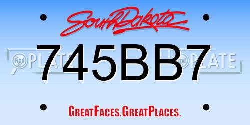 745BB7 South Dakota License Plate