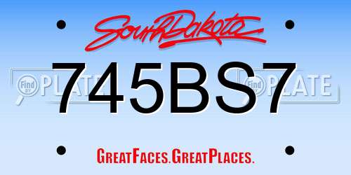 745BS7 South Dakota License Plate