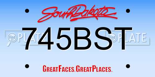 745BST South Dakota License Plate