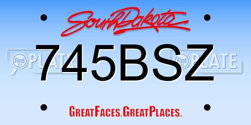 745BSZ South Dakota License Plate