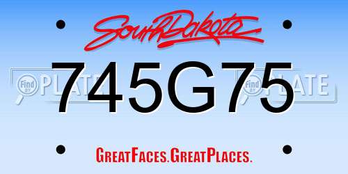 745G75 South Dakota License Plate