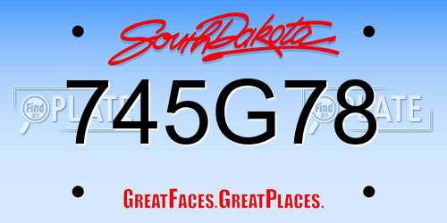 745G78 South Dakota License Plate