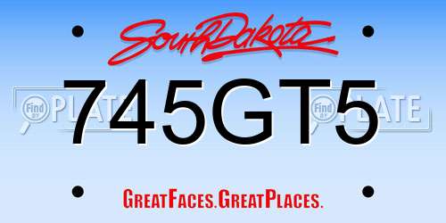 745GT5 South Dakota License Plate