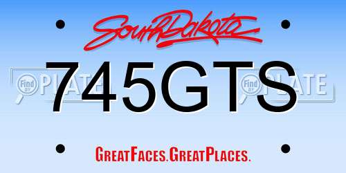 745GTS South Dakota License Plate