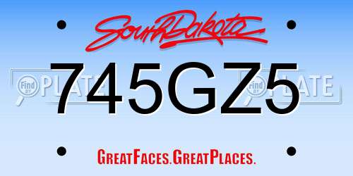 745GZ5 South Dakota License Plate