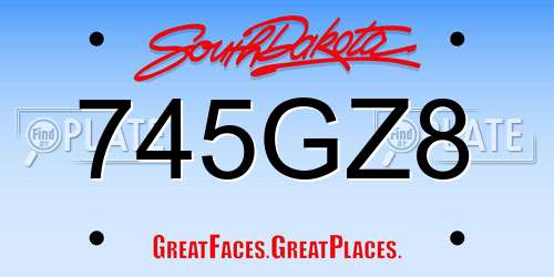 745GZ8 South Dakota License Plate