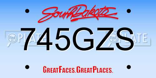 745GZS South Dakota License Plate