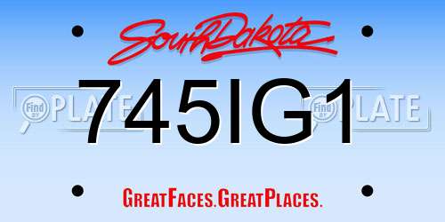 745IG1 South Dakota License Plate