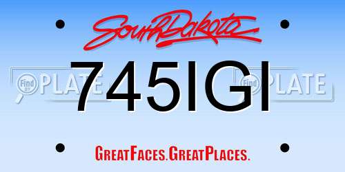 745IGI South Dakota License Plate