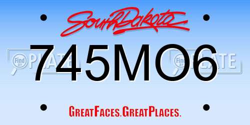 745MO6 South Dakota License Plate