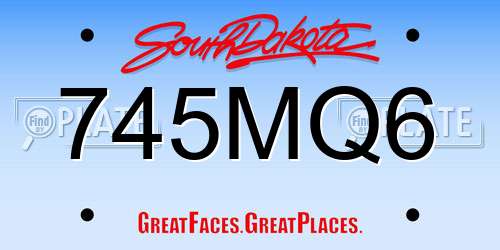 745MQ6 South Dakota License Plate