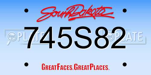 745S82 South Dakota License Plate