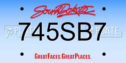 745SB7 South Dakota License Plate