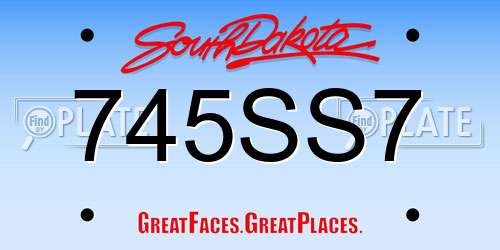 745SS7 South Dakota License Plate