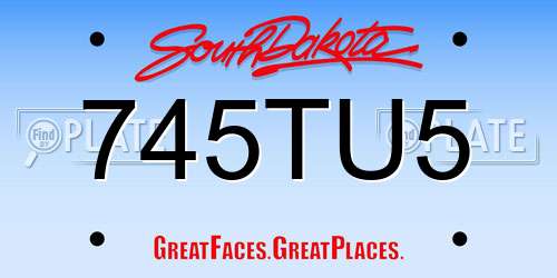 745TU5 South Dakota License Plate