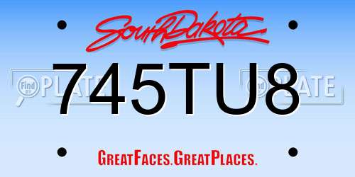 745TU8 South Dakota License Plate