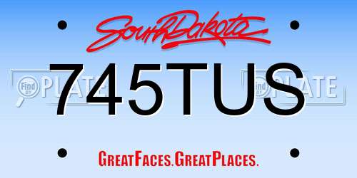 745TUS South Dakota License Plate
