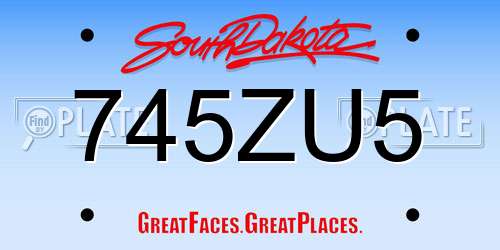 745ZU5 South Dakota License Plate