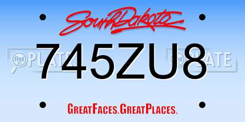 745ZU8 South Dakota License Plate