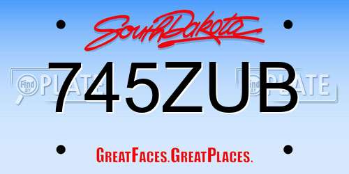 745ZUB South Dakota License Plate