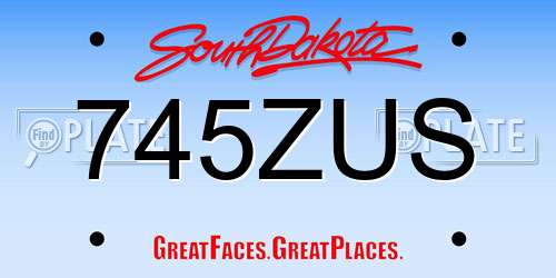 745ZUS South Dakota License Plate