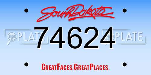 74624 South Dakota License Plate