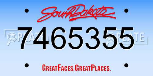 7465355 South Dakota License Plate