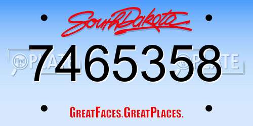 7465358 South Dakota License Plate