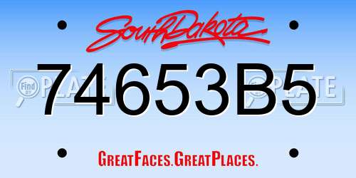 74653B5 South Dakota License Plate