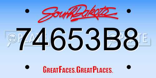 74653B8 South Dakota License Plate