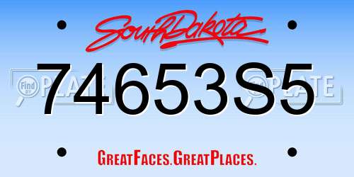 74653S5 South Dakota License Plate