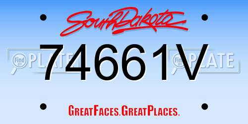 74661V South Dakota License Plate