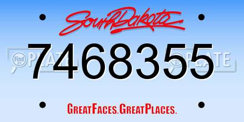 7468355 South Dakota License Plate