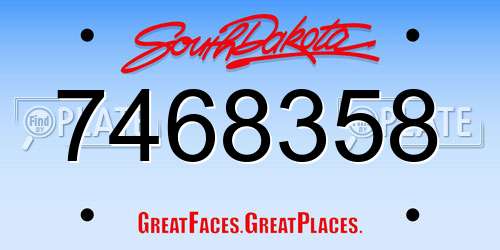 7468358 South Dakota License Plate