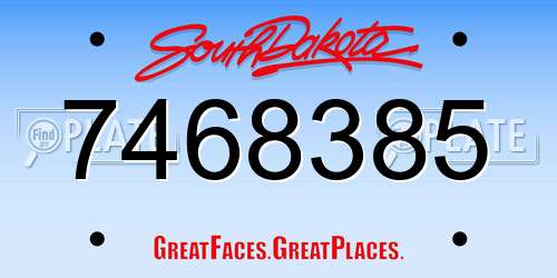7468385 South Dakota License Plate