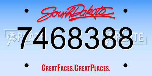 7468388 South Dakota License Plate